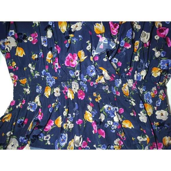 Lauren Ralph Lauren Black Label Shianeta Floral Print Tie Blouse Small Womens L/ - Picture 8 of 11